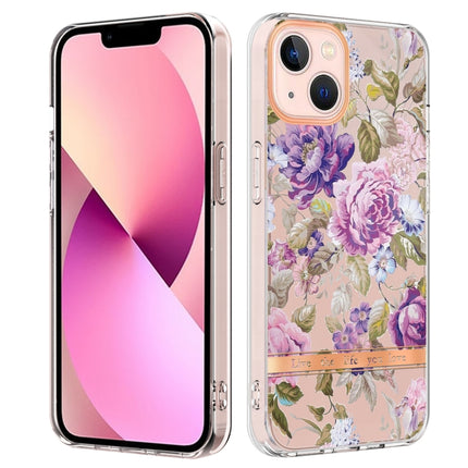 Flowers and Plants Series IMD TPU Phone Case For iPhone 13 mini(Purple Peony)-garmade.com