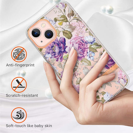 Flowers and Plants Series IMD TPU Phone Case For iPhone 13 mini(Purple Peony)-garmade.com