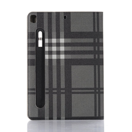 For iPad 10.2 / 10.5 Plaid Texture Horizontal Flip Leather Case with Holder & Card Slots & Wallet(Grey)-garmade.com