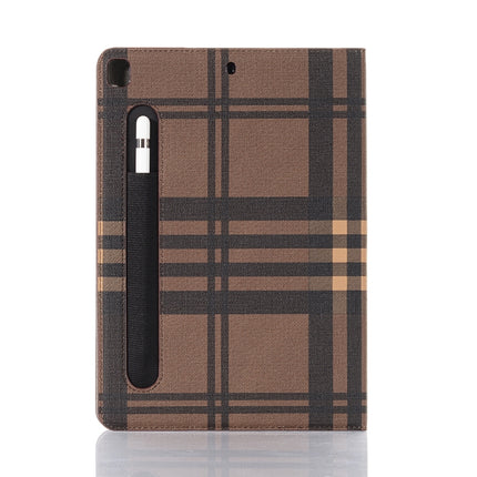 For iPad 10.2 / 10.5 Plaid Texture Horizontal Flip Leather Case with Holder & Card Slots & Wallet(Coffee)-garmade.com