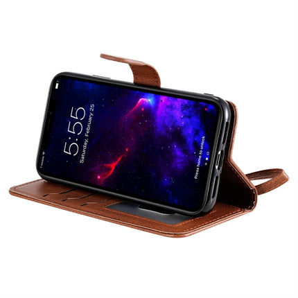 For iPhone 11 Solid Color Horizontal Flip Protective Case with Holder & Card Slots & Wallet & Photo Frame & Lanyard(Brown)-garmade.com