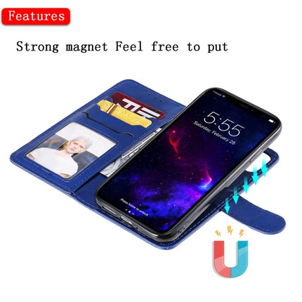 For iPhone 11 Solid Color Horizontal Flip Protective Case with Holder & Card Slots & Wallet & Photo Frame & Lanyard(Blue)-garmade.com