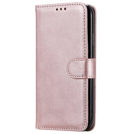 For iPhone 11 Solid Color Horizontal Flip Protective Case with Holder & Card Slots & Wallet & Photo Frame & Lanyard(Rose Gold)-garmade.com