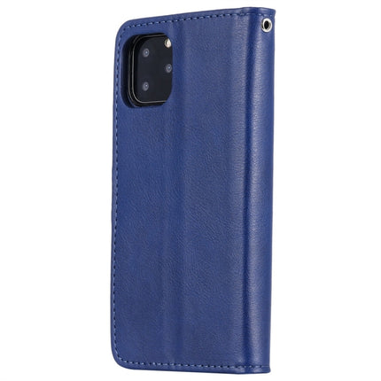 For iPhone 11 Pro Solid Color Horizontal Flip Protective Case with Holder & Card Slots & Wallet & Photo Frame & Lanyard(Blue)-garmade.com