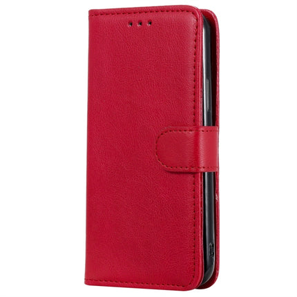 For iPhone 11 Pro Solid Color Horizontal Flip Protective Case with Holder & Card Slots & Wallet & Photo Frame & Lanyard(Red)-garmade.com