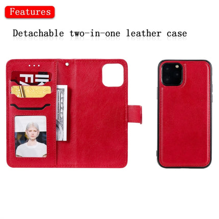 For iPhone 11 Pro Solid Color Horizontal Flip Protective Case with Holder & Card Slots & Wallet & Photo Frame & Lanyard(Red)-garmade.com