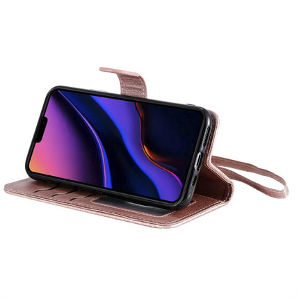 For iPhone 11 Pro Solid Color Horizontal Flip Protective Case with Holder & Card Slots & Wallet & Photo Frame & Lanyard(Rose Gold)-garmade.com