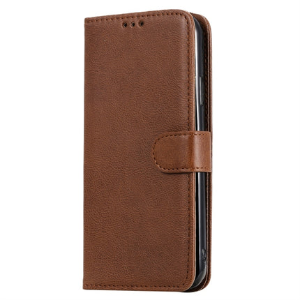 For iPhone 11 Pro Max Solid Color Horizontal Flip Protective Case with Holder & Card Slots & Wallet & Photo Frame & Lanyard(Brown)-garmade.com