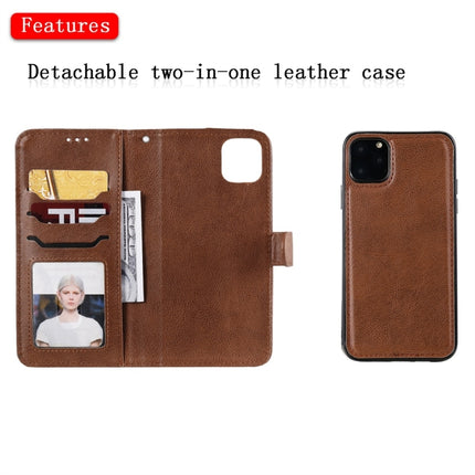 For iPhone 11 Pro Max Solid Color Horizontal Flip Protective Case with Holder & Card Slots & Wallet & Photo Frame & Lanyard(Brown)-garmade.com