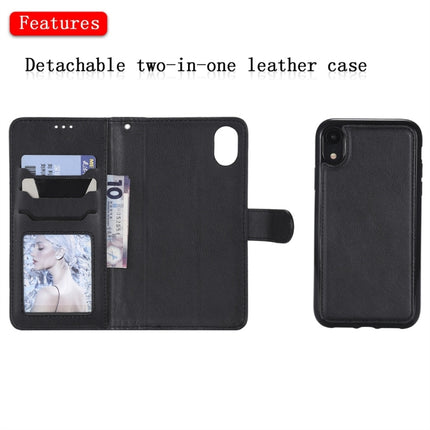 For iPhone XR Solid Color Horizontal Flip Protective Case with Holder & Card Slots & Wallet & Photo Frame & Lanyard(Black)-garmade.com