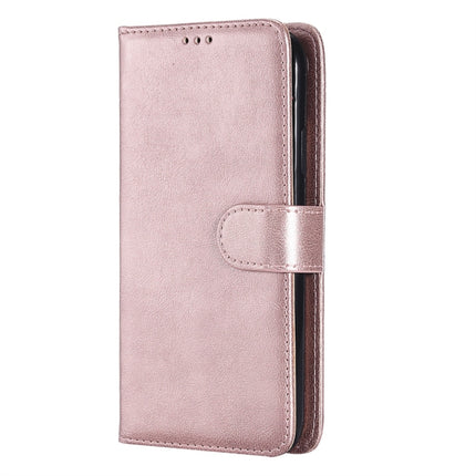 For iPhone XR Solid Color Horizontal Flip Protective Case with Holder & Card Slots & Wallet & Photo Frame & Lanyard(Rose Gold)-garmade.com