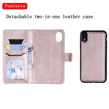 For iPhone XR Solid Color Horizontal Flip Protective Case with Holder & Card Slots & Wallet & Photo Frame & Lanyard(Rose Gold)-garmade.com