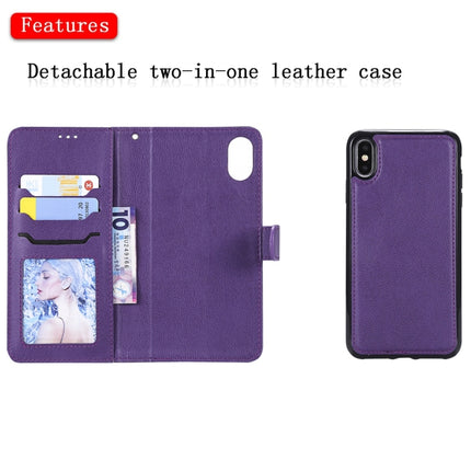 For iPhone XS Max Solid Color Horizontal Flip Protective Case with Holder & Card Slots & Wallet & Photo Frame & Lanyard(Purple)-garmade.com