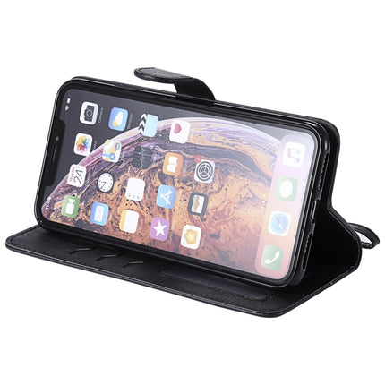 For iPhone XS Max Solid Color Horizontal Flip Protective Case with Holder & Card Slots & Wallet & Photo Frame & Lanyard(Black)-garmade.com