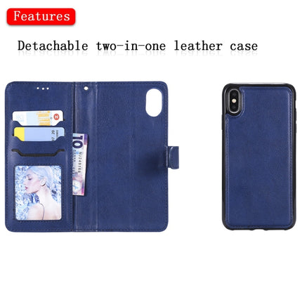 For iPhone XS Max Solid Color Horizontal Flip Protective Case with Holder & Card Slots & Wallet & Photo Frame & Lanyard(Blue)-garmade.com