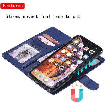 For iPhone XS Max Solid Color Horizontal Flip Protective Case with Holder & Card Slots & Wallet & Photo Frame & Lanyard(Blue)-garmade.com