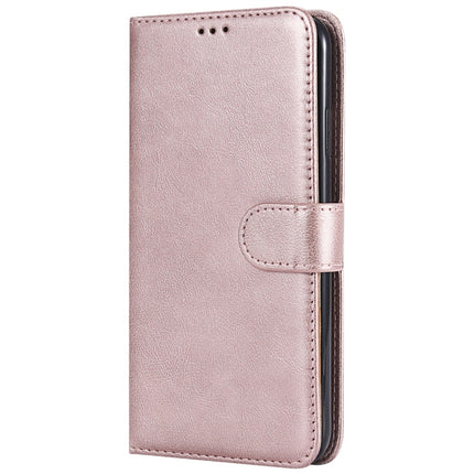 For iPhone XS Max Solid Color Horizontal Flip Protective Case with Holder & Card Slots & Wallet & Photo Frame & Lanyard(Rose Gold)-garmade.com