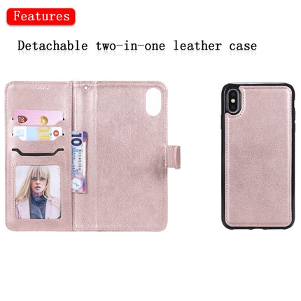 For iPhone XS Max Solid Color Horizontal Flip Protective Case with Holder & Card Slots & Wallet & Photo Frame & Lanyard(Rose Gold)-garmade.com