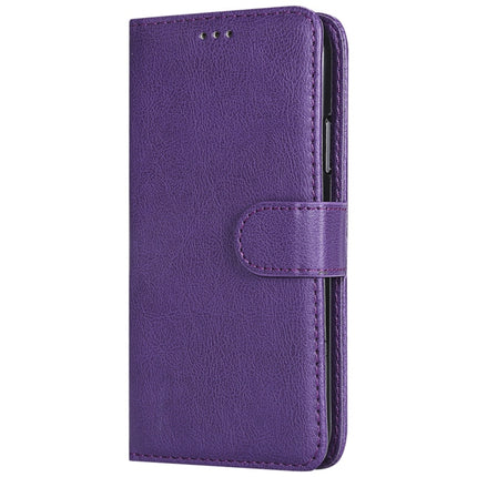 For iPhone X / XS Solid Color Horizontal Flip Protective Case with Holder & Card Slots & Wallet & Photo Frame & Lanyard(Purple)-garmade.com