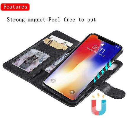 For iPhone X / XS Solid Color Horizontal Flip Protective Case with Holder & Card Slots & Wallet & Photo Frame & Lanyard(Black)-garmade.com