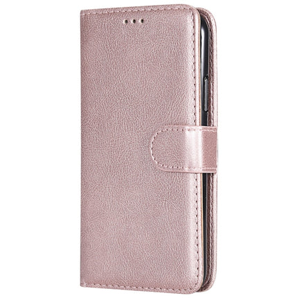 For iPhone X / XS Solid Color Horizontal Flip Protective Case with Holder & Card Slots & Wallet & Photo Frame & Lanyard(Rose Gold)-garmade.com