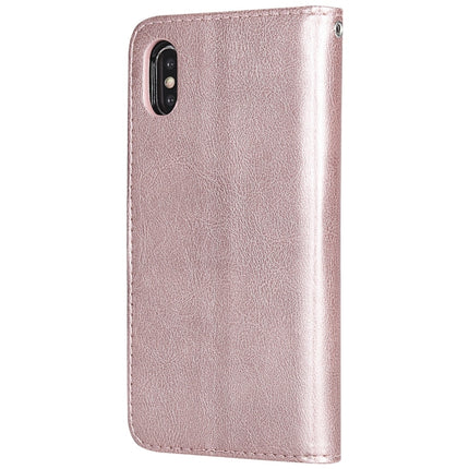 For iPhone X / XS Solid Color Horizontal Flip Protective Case with Holder & Card Slots & Wallet & Photo Frame & Lanyard(Rose Gold)-garmade.com