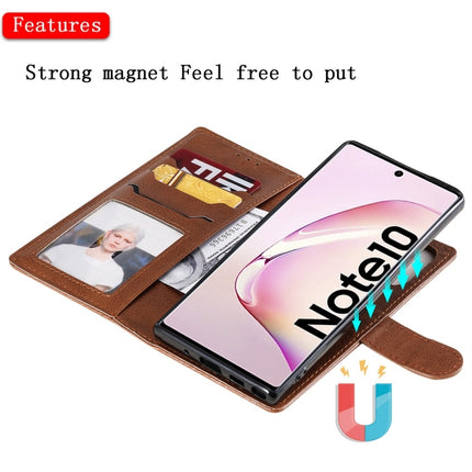 For Galaxy Note 10 Solid Color Horizontal Flip Protective Case with Holder & Card Slots & Wallet & Photo Frame & Lanyard(Brown)-garmade.com