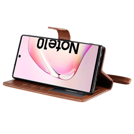 For Galaxy Note 10 Solid Color Horizontal Flip Protective Case with Holder & Card Slots & Wallet & Photo Frame & Lanyard(Brown)-garmade.com