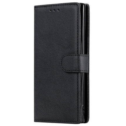 For Galaxy Note 10 Solid Color Horizontal Flip Protective Case with Holder & Card Slots & Wallet & Photo Frame & Lanyard(Black)-garmade.com