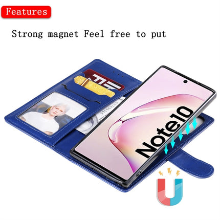 For Galaxy Note 10 Solid Color Horizontal Flip Protective Case with Holder & Card Slots & Wallet & Photo Frame & Lanyard(Blue)-garmade.com
