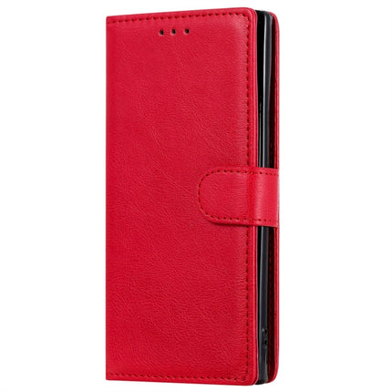 For Galaxy Note 10 Solid Color Horizontal Flip Protective Case with Holder & Card Slots & Wallet & Photo Frame & Lanyard(Red)-garmade.com