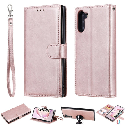 For Galaxy Note 10 Solid Color Horizontal Flip Protective Case with Holder & Card Slots & Wallet & Photo Frame & Lanyard(Rose Gold)-garmade.com