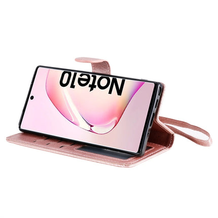 For Galaxy Note 10 Solid Color Horizontal Flip Protective Case with Holder & Card Slots & Wallet & Photo Frame & Lanyard(Rose Gold)-garmade.com