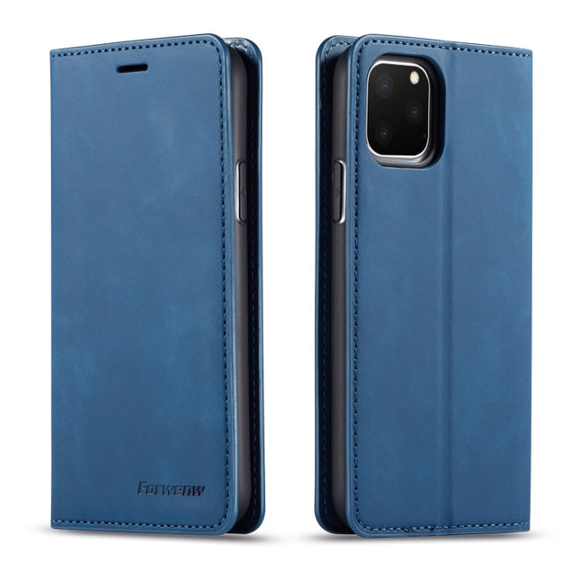 For iPhone 11 Pro Forwenw Dream Series Oil Edge Strong Magnetism Horizontal Flip Leather Case with Holder & Card Slots & Wallet & Photo Frame(Blue)-garmade.com