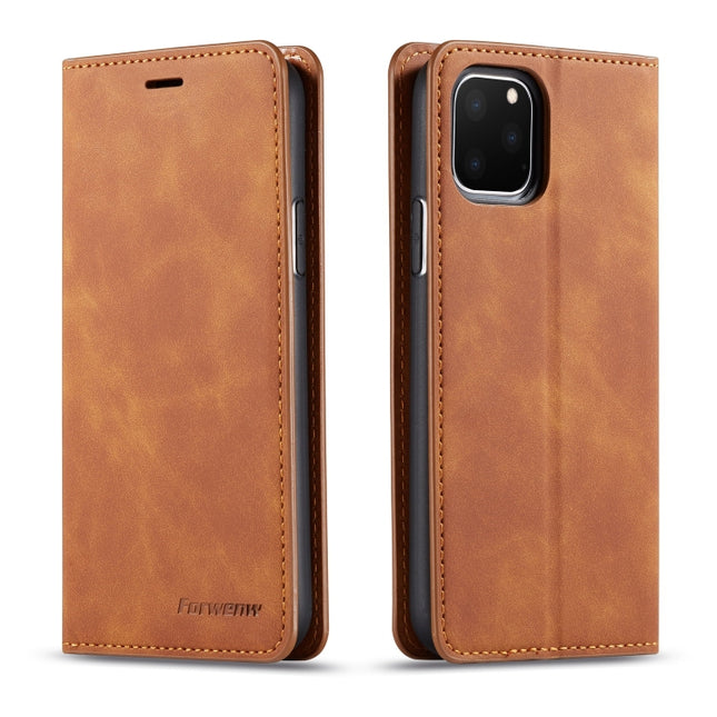 For iPhone 11 Pro Forwenw Dream Series Oil Edge Strong Magnetism Horizontal Flip Leather Case with Holder & Card Slots & Wallet & Photo Frame(Brown)-garmade.com