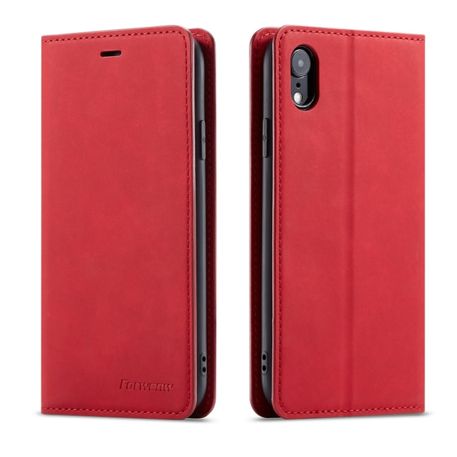 For iPhone XR Forwenw Dream Series Oil Edge Strong Magnetism Horizontal Flip Leather Case with Holder & Card Slots & Wallet & Photo Frame(Red)-garmade.com