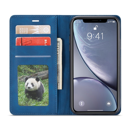 For iPhone XR Forwenw Dream Series Oil Edge Strong Magnetism Horizontal Flip Leather Case with Holder & Card Slots & Wallet & Photo Frame(Blue)-garmade.com