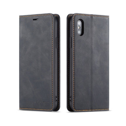 For iPhone XS Max Forwenw Dream Series Oil Edge Strong Magnetism Horizontal Flip Leather Case with Holder & Card Slots & Wallet & Photo Frame(Black)-garmade.com