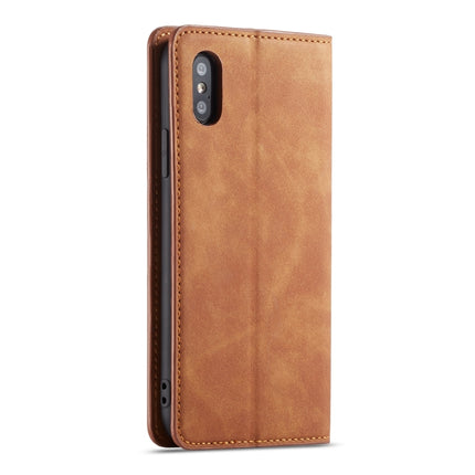 For iPhone XS Max Forwenw Dream Series Oil Edge Strong Magnetism Horizontal Flip Leather Case with Holder & Card Slots & Wallet & Photo Frame(Brown)-garmade.com