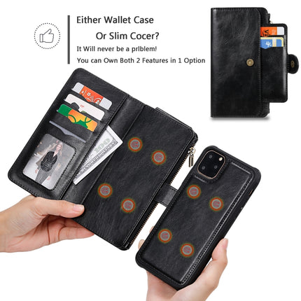 For iPhone 11 Pro Max Retro Multifunctional Horizontal Flip PU Leather Case with Card Slot & Holder & Wallet & Photo Frame(Black)-garmade.com