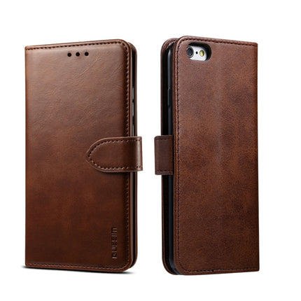 For iPhone 6 Plus GUSSIM Magnetic Horizontal Flip Leather Case with Holder & Card Slots & & Wallet(Brown)-garmade.com