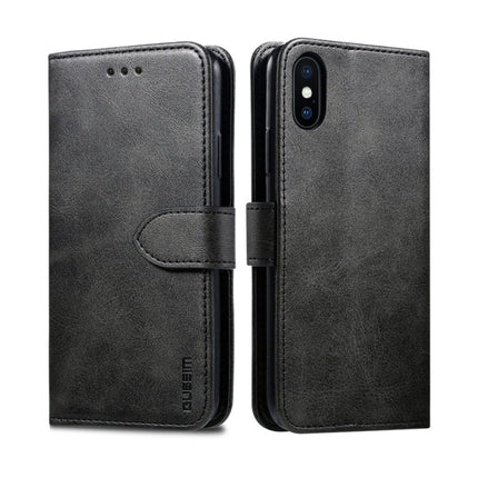 For iPhone X / XS GUSSIM Magnetic Horizontal Flip Leather Case with Holder & Card Slots & & Wallet(Black)-garmade.com
