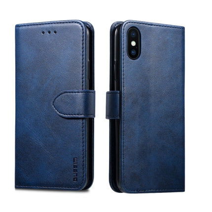 For iPhone X / XS GUSSIM Magnetic Horizontal Flip Leather Case with Holder & Card Slots & & Wallet(Blue)-garmade.com