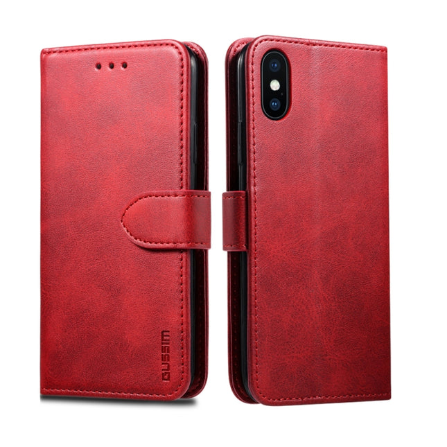 For iPhone XR GUSSIM Magnetic Horizontal Flip Leather Case with Holder & Card Slots & & Wallet(Red)-garmade.com