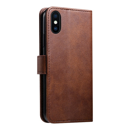For iPhone XR GUSSIM Magnetic Horizontal Flip Leather Case with Holder & Card Slots & & Wallet(Brown)-garmade.com