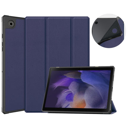 For Samsung Galaxy Tab A8 2021 SM-X205 3-Fold Holder Leather Tablet Case(Dark Blue)-garmade.com