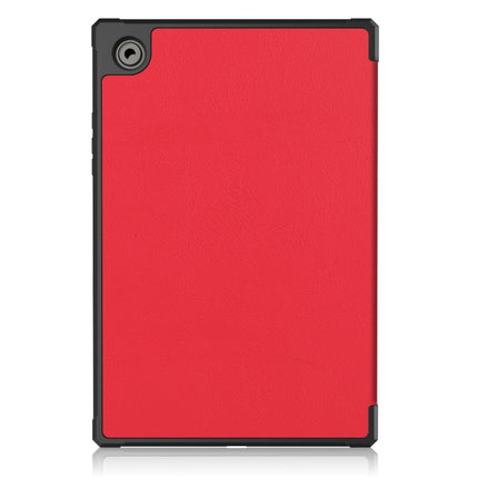 For Samsung Galaxy Tab A8 2021 SM-X205 3-Fold Holder Leather Tablet Case(Red)-garmade.com