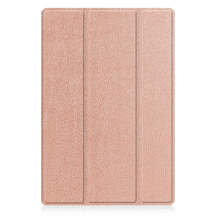 For Samsung Galaxy Tab A8 2021 SM-X205 3-Fold Holder Leather Tablet Case(Rose Gold)-garmade.com