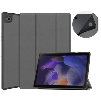 For Samsung Galaxy Tab A8 2021 SM-X205 3-Fold Holder Leather Tablet Case(Grey)-garmade.com