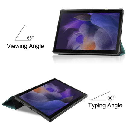 For Samsung Galaxy Tab A8 2021 SM-X205 3-Fold Holder Leather Tablet Case(Dark Green)-garmade.com